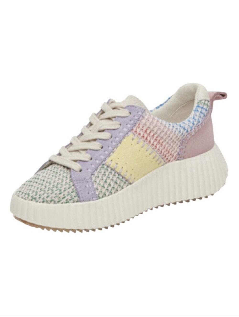 Dolce Vita Dolen Pastel Suede & Woven Knit Patchwork Platform Sneakers. Size 10